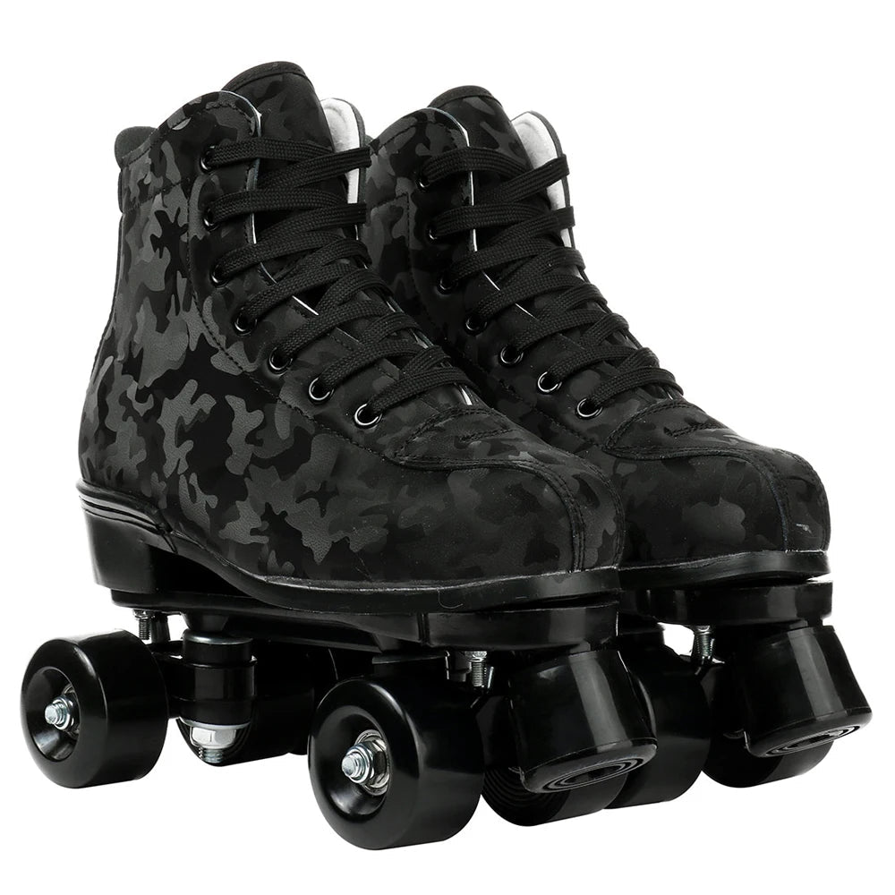 Outdoor Roller Skates Sports Double Row Skates Quad 4 Wheels Skating Women Flashing Roller Skates Shoes for Men Youth Boys Girls - silverfoxgoods